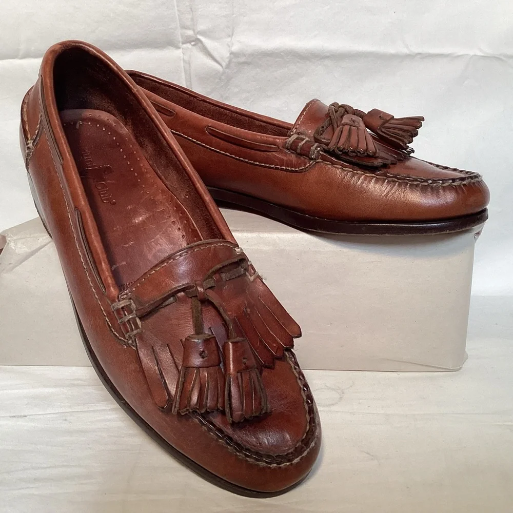 Men’s Hunt Club Brown Leather Tassel Loafers Size 8 1/2 - Picture 2 of 10